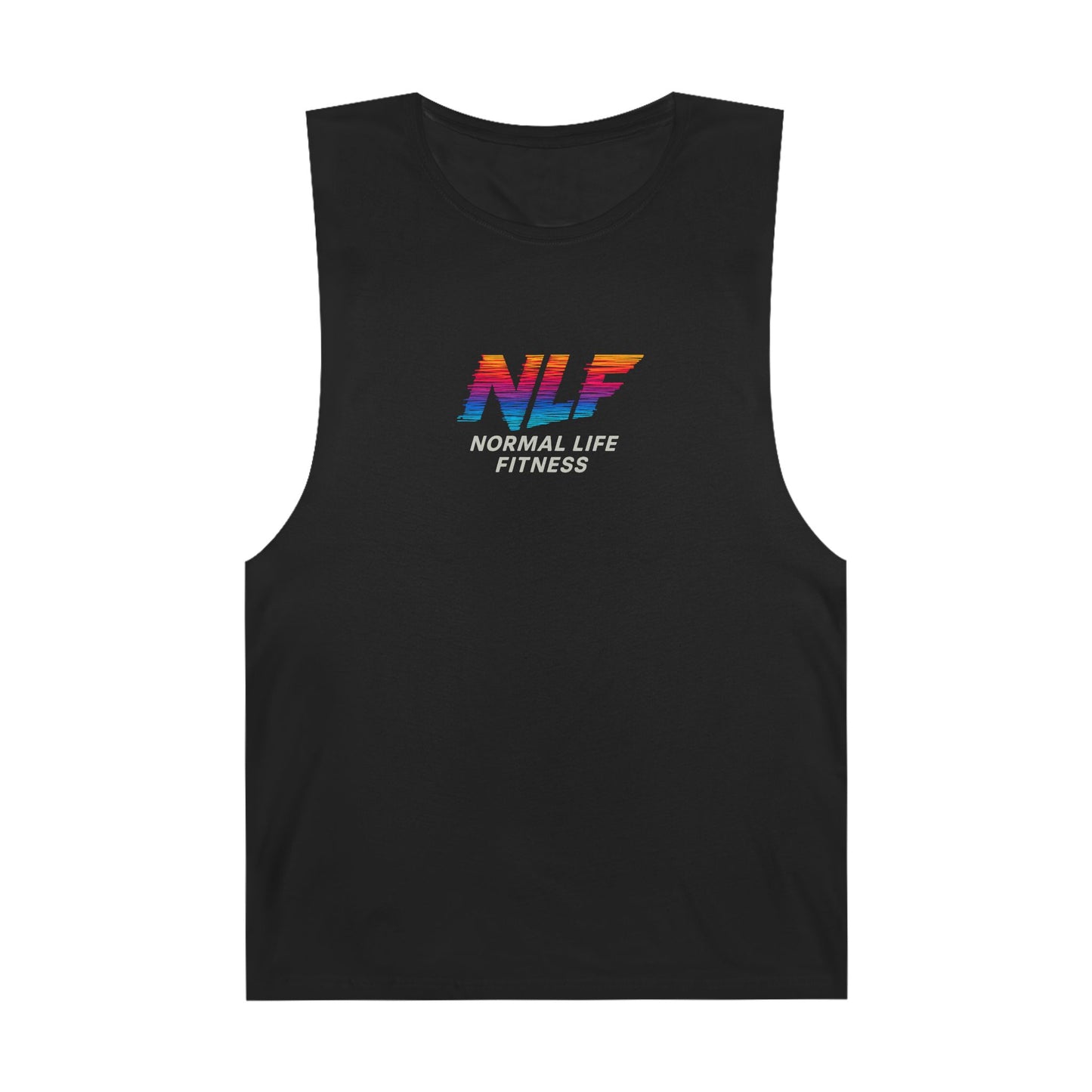 Tank Top - Glitch Rainbow Neon Fitness Logo, 80s Retro Aesthetic, Futuristic Gymwear