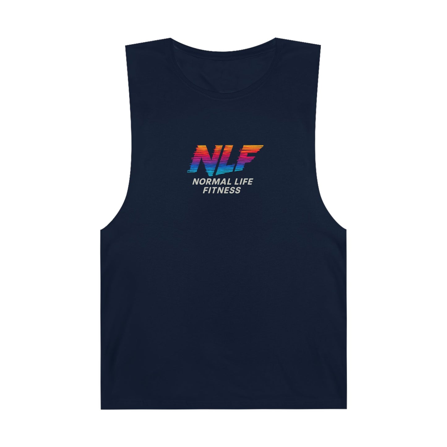 Tank Top - Glitch Rainbow Neon Fitness Logo, 80s Retro Aesthetic, Futuristic Gymwear