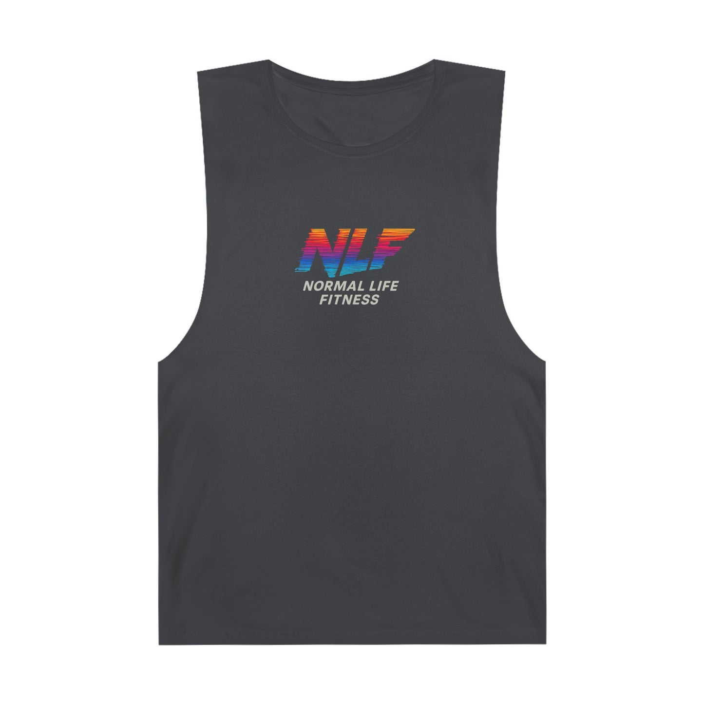 Tank Top - Glitch Rainbow Neon Fitness Logo, 80s Retro Aesthetic, Futuristic Gymwear