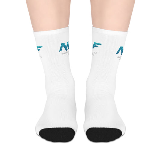 Athletic Socks: NLF Logo with Aquatic Blue Wave Texture