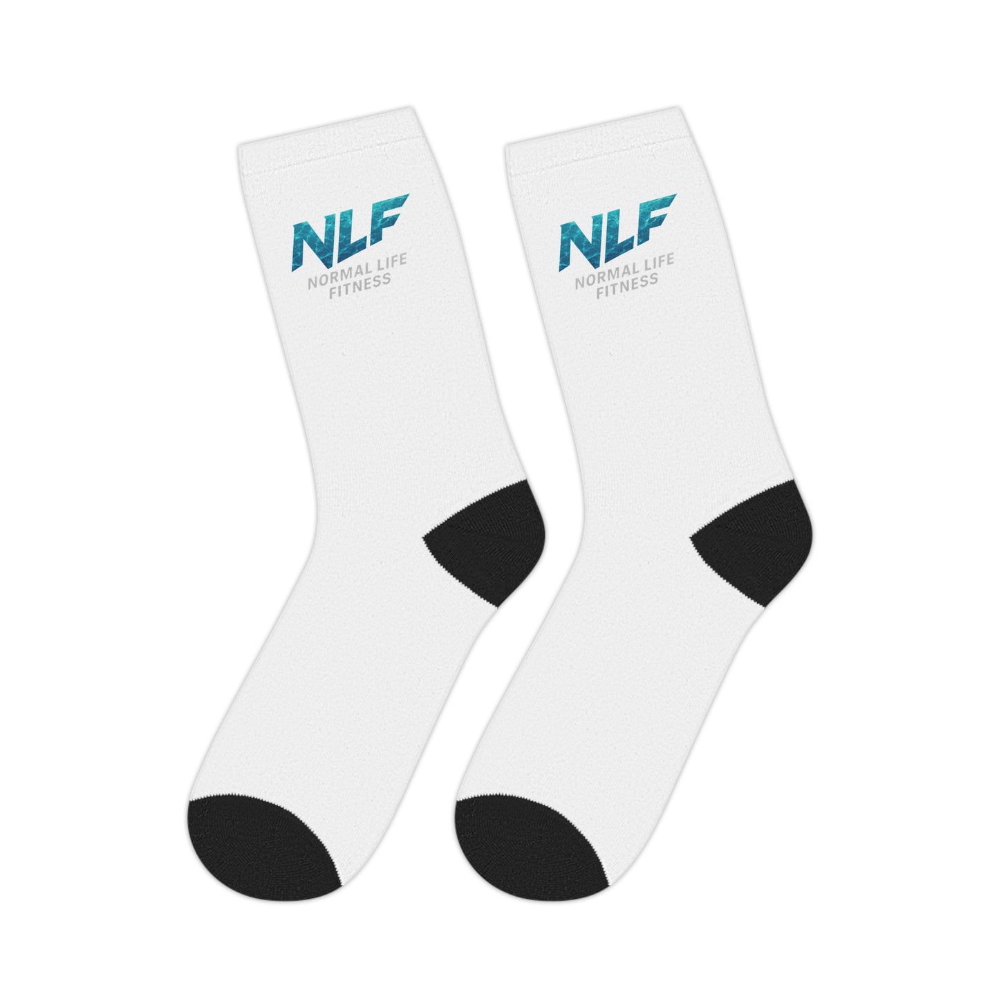 Athletic Socks: NLF Logo with Aquatic Blue Wave Texture
