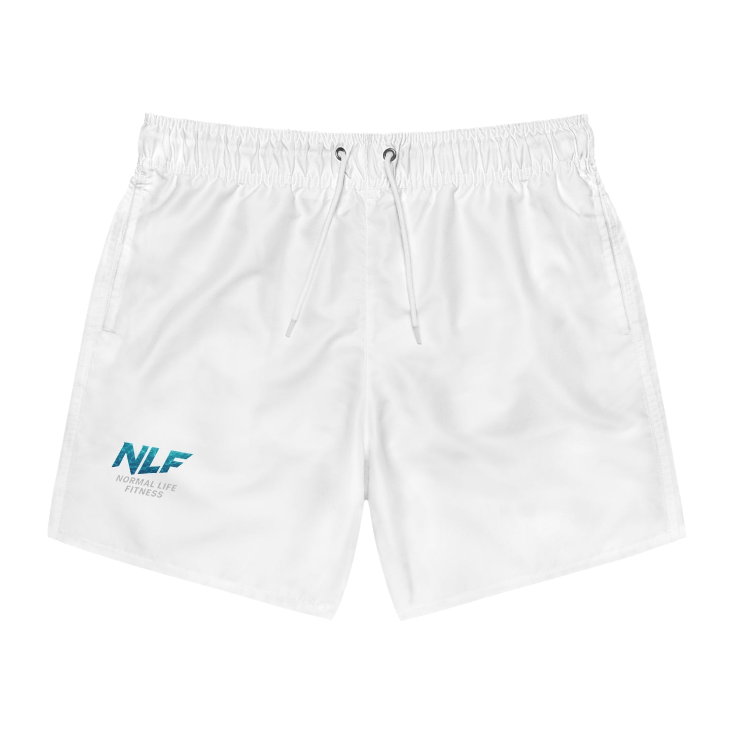 Athletic Swim Trunks with NLF Logo and Deep Blue Water Texture - Fitness meets Lifestyle
