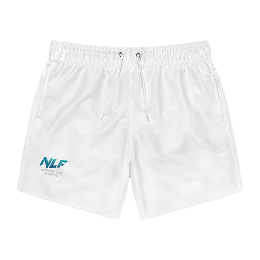 Athletic Swim Trunks with NLF Logo and Deep Blue Water Texture - Fitness meets Lifestyle