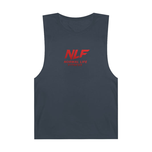 Tank Top Gym Muscle Shirt with Bold Red NLF Logo for Lifters, Grinders, and Go-Getters