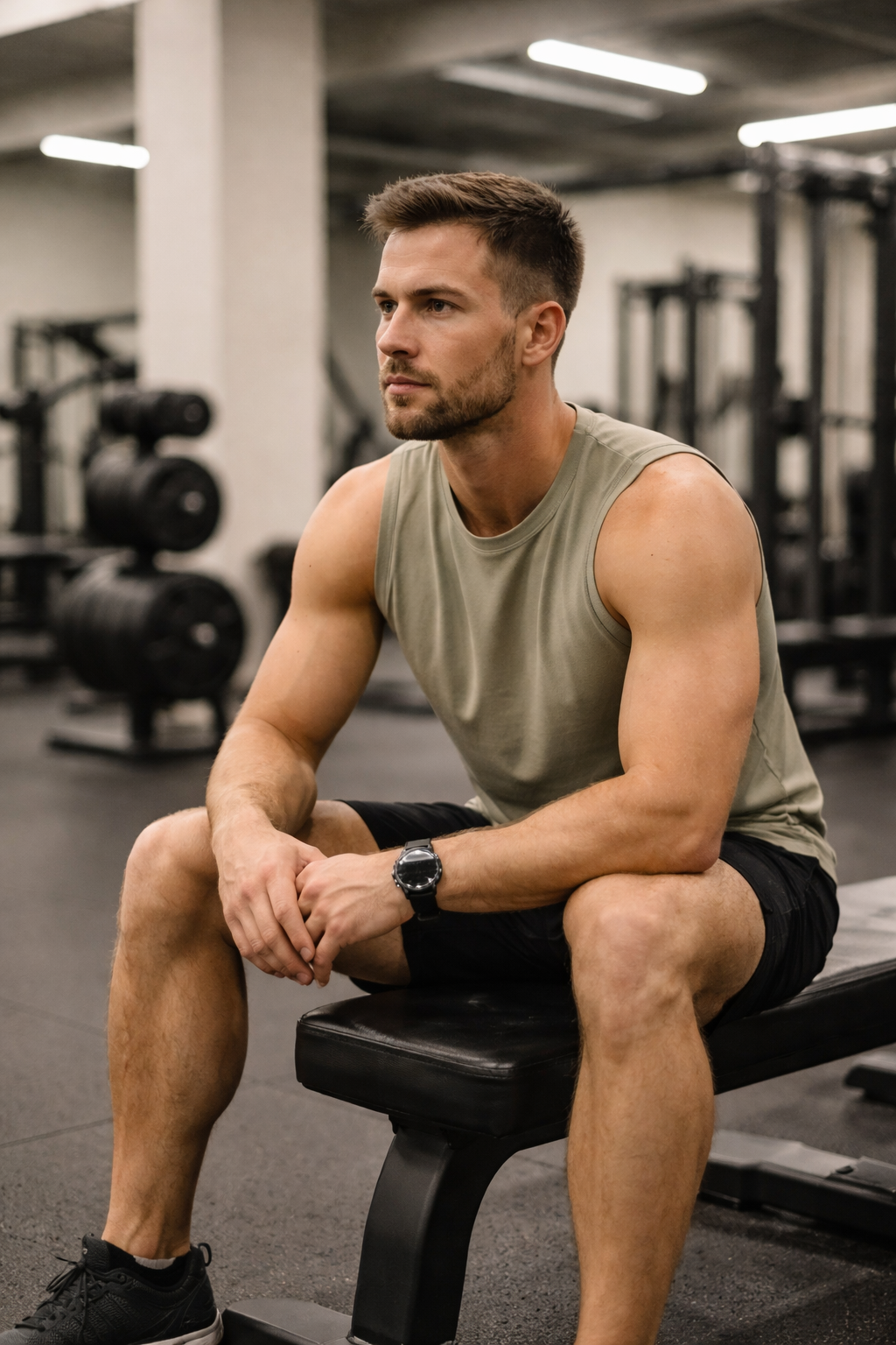 Athlete resting between sets to recover and manage fatigue during a deload week