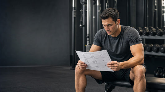 Natural lifter comparing a focused hypertrophy workout plan with a cluttered list of redundant exercises in a commercial gym.