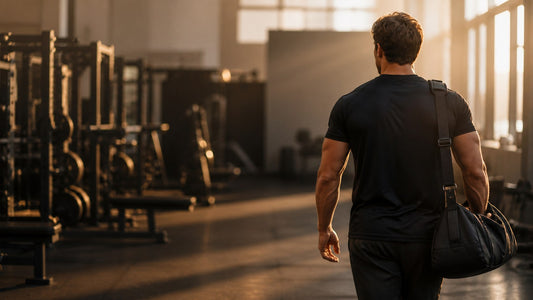 Natural lifter leaving the gym after a productive hypertrophy workout, illustrating planned rest days for muscle recovery.