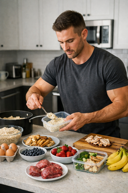 Natural lifter meal prepping practical high-protein food for muscle growth