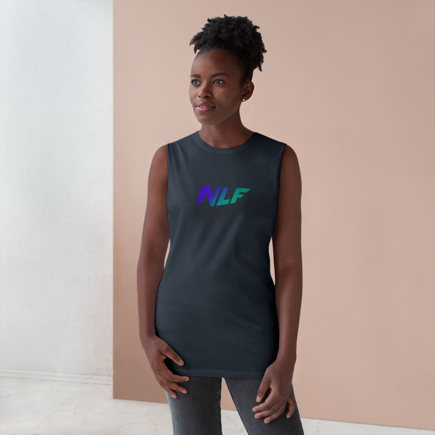 Tank Top Fitness Logo Gradient Purple Teal NLF Bold Minimalist Unisex