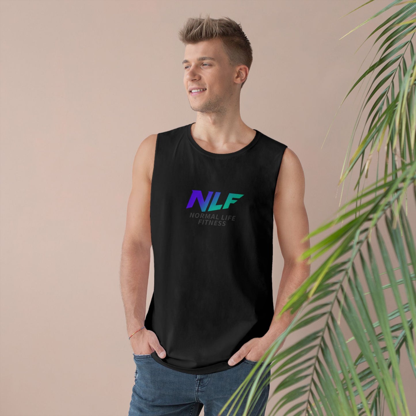 Tank Top Fitness Logo Gradient Purple Teal NLF Bold Minimalist Unisex