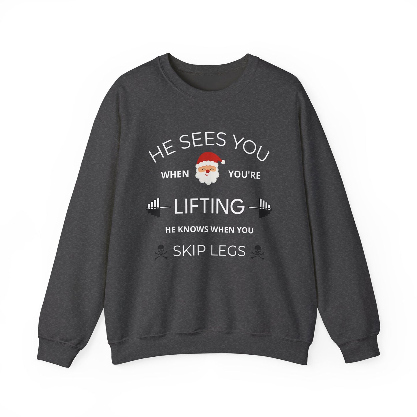 He Sees You When You're Lifting Sweatshirt — Funny Gym Christmas Workout Sweater