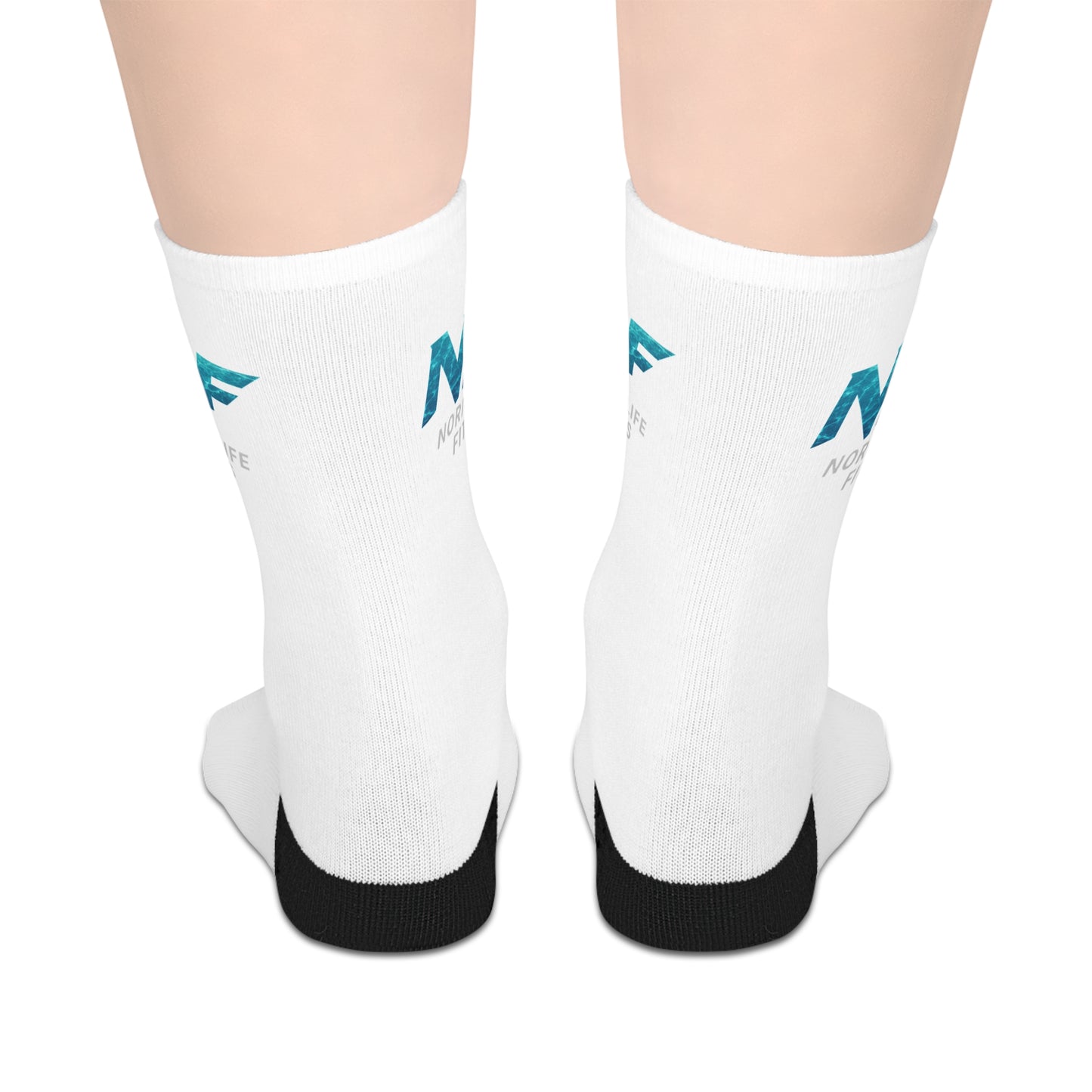 Athletic Socks: NLF Logo with Aquatic Blue Wave Texture