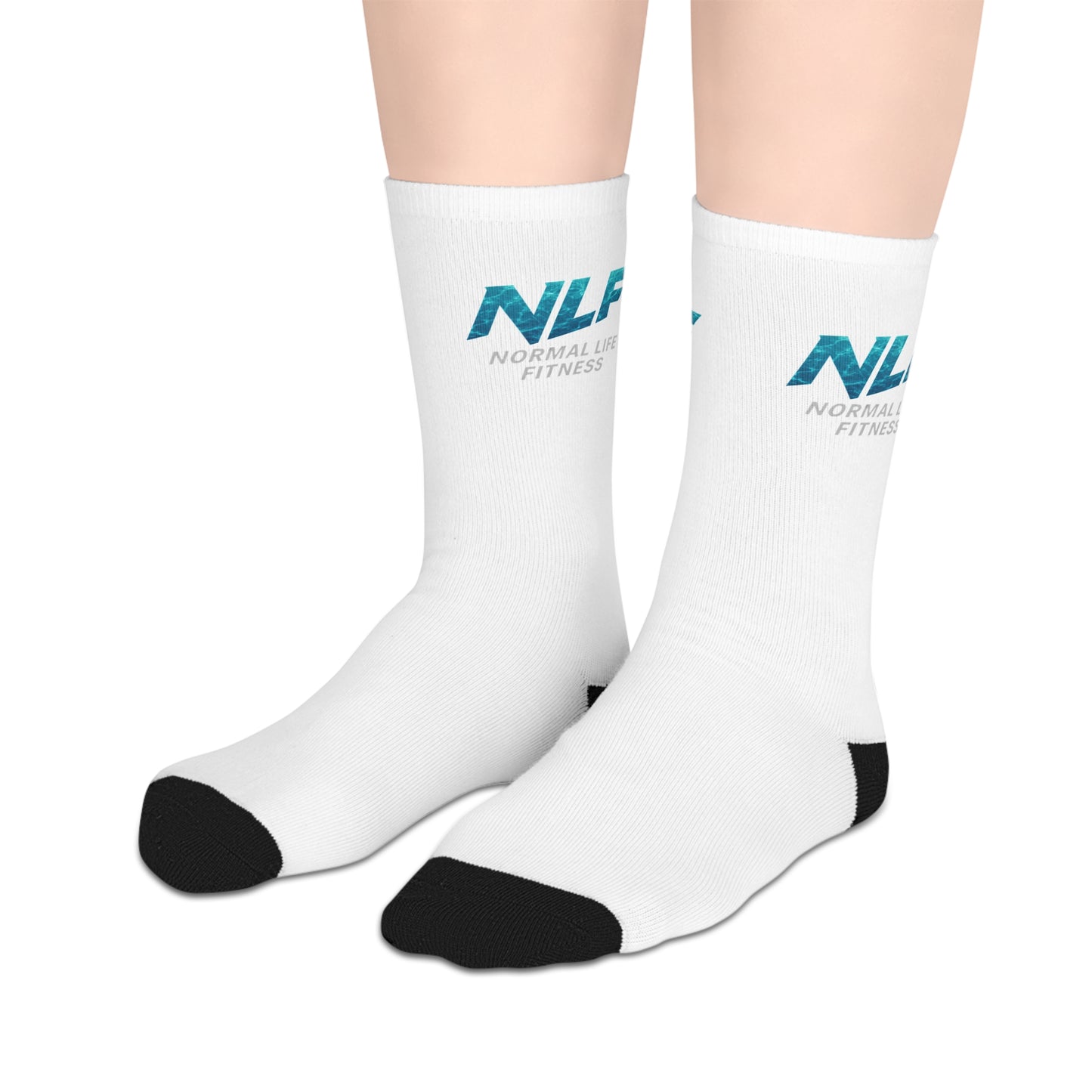 Athletic Socks: NLF Logo with Aquatic Blue Wave Texture