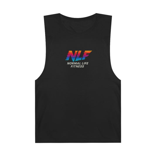 Tank Top - Glitch Rainbow Neon Fitness Logo, 80s Retro Aesthetic, Futuristic Gymwear