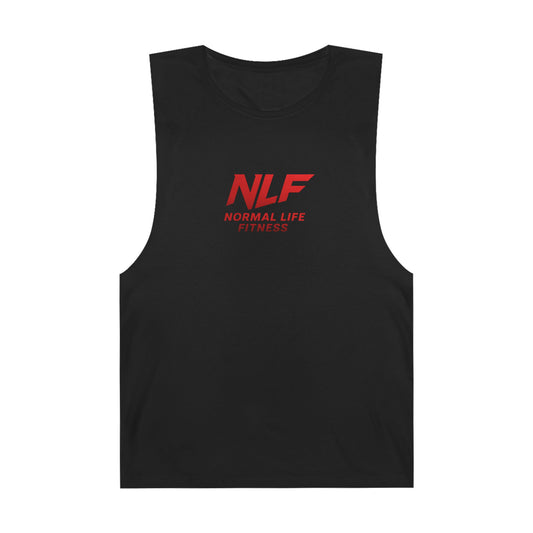 Tank Top Gym Muscle Shirt with Bold Red NLF Logo for Lifters, Grinders, and Go-Getters