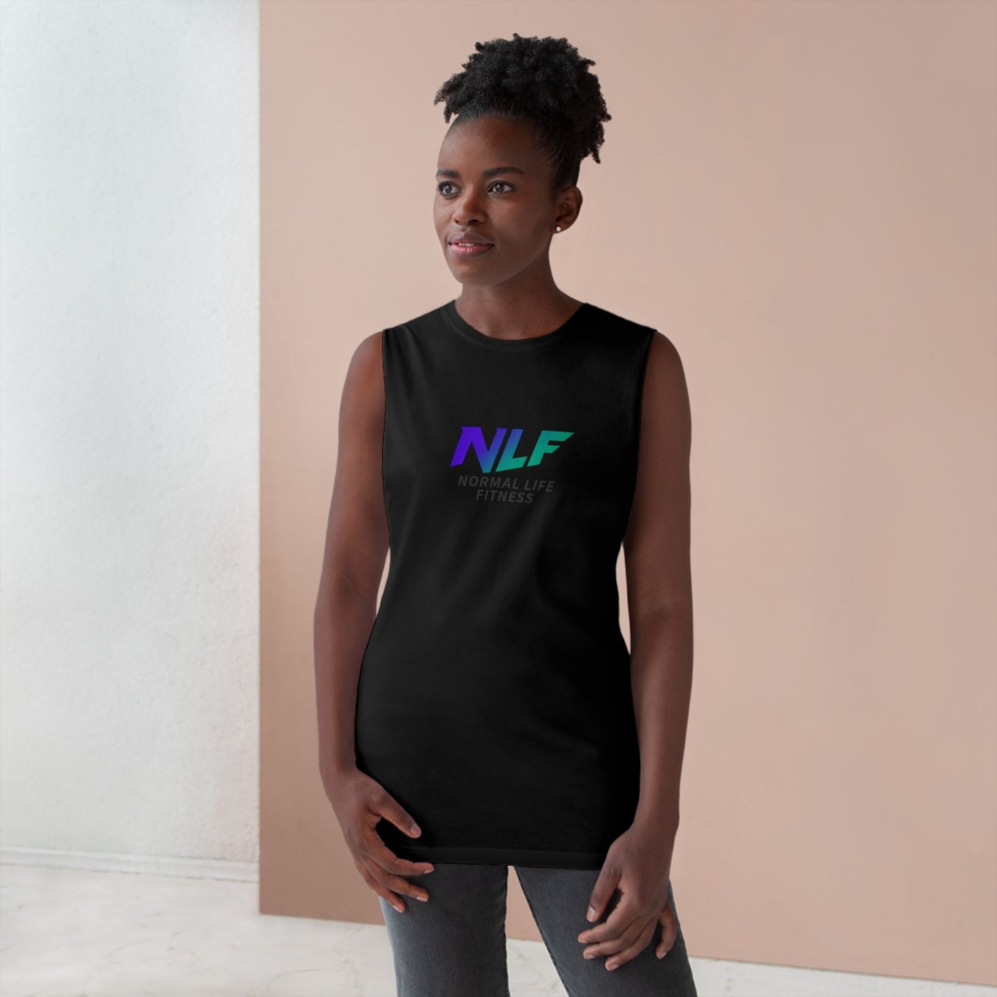 Tank Top Fitness Logo Gradient Purple Teal NLF Bold Minimalist Unisex