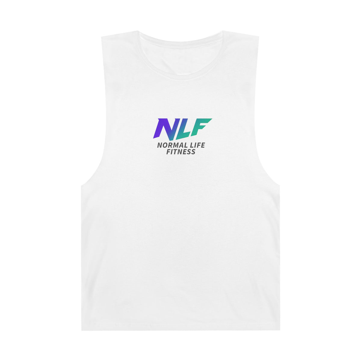 NLF Purple Teal Logo Training Tank with minimalist gradient Normal Life Fitness logo