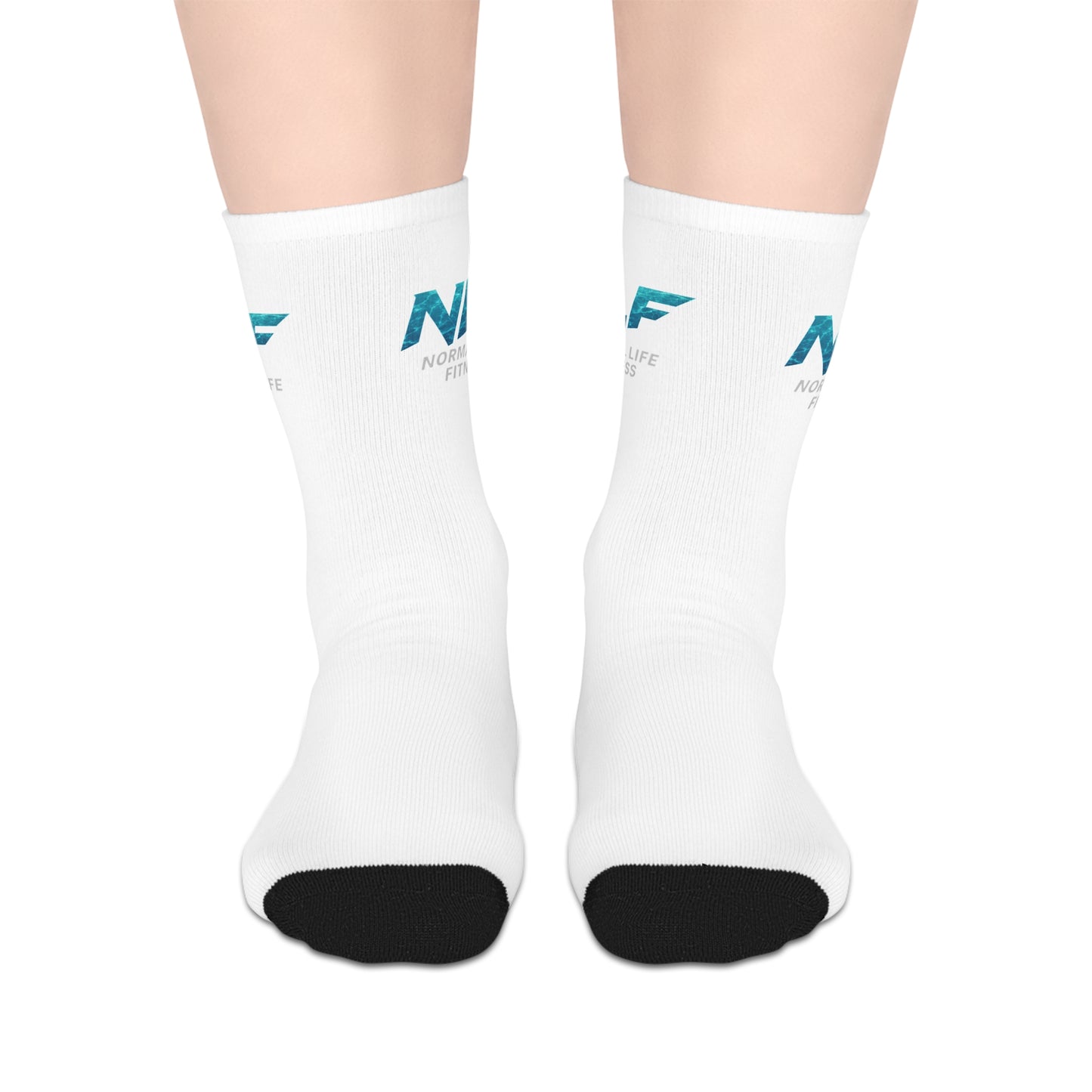 Athletic Socks: NLF Logo with Aquatic Blue Wave Texture
