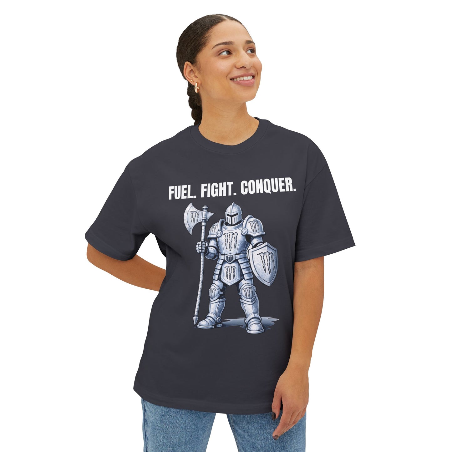 Monster Knight Energy Drink Tee — "Fuel Fight Conquer" Graphic T-Shirt